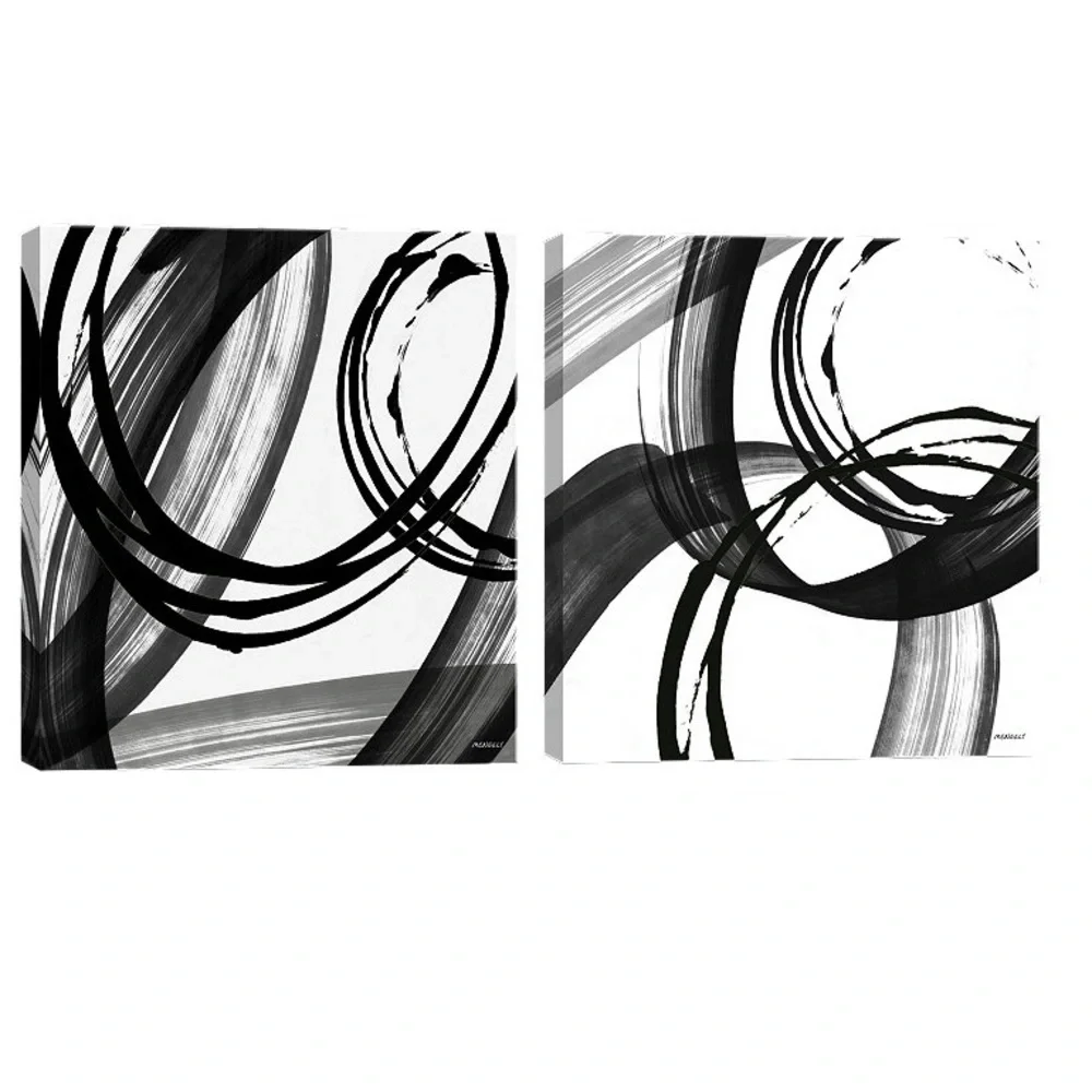 Artissimo Designs Black and White Pop Hand Embellished Canvas